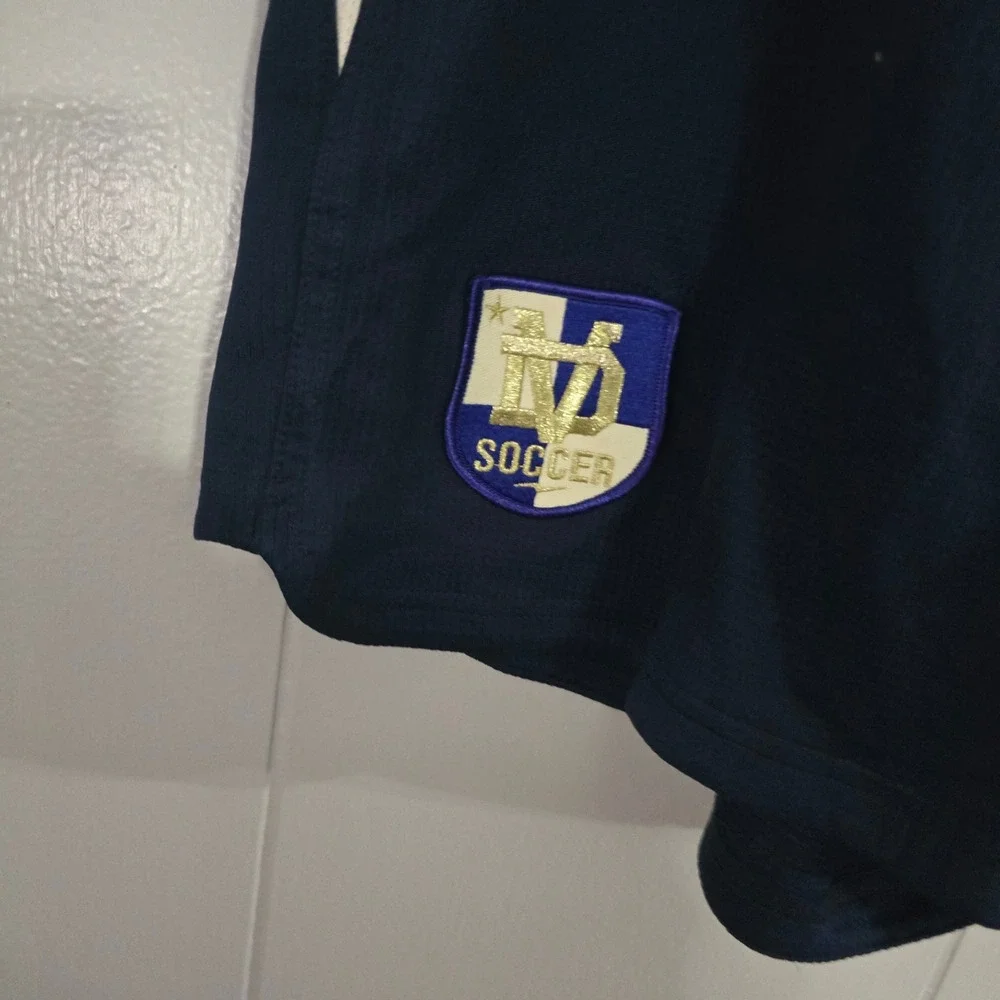 Nike Soccer Shorts Mens S Navy‎ Blue White Dri-FIT ND Soccer Team Athletic 4295